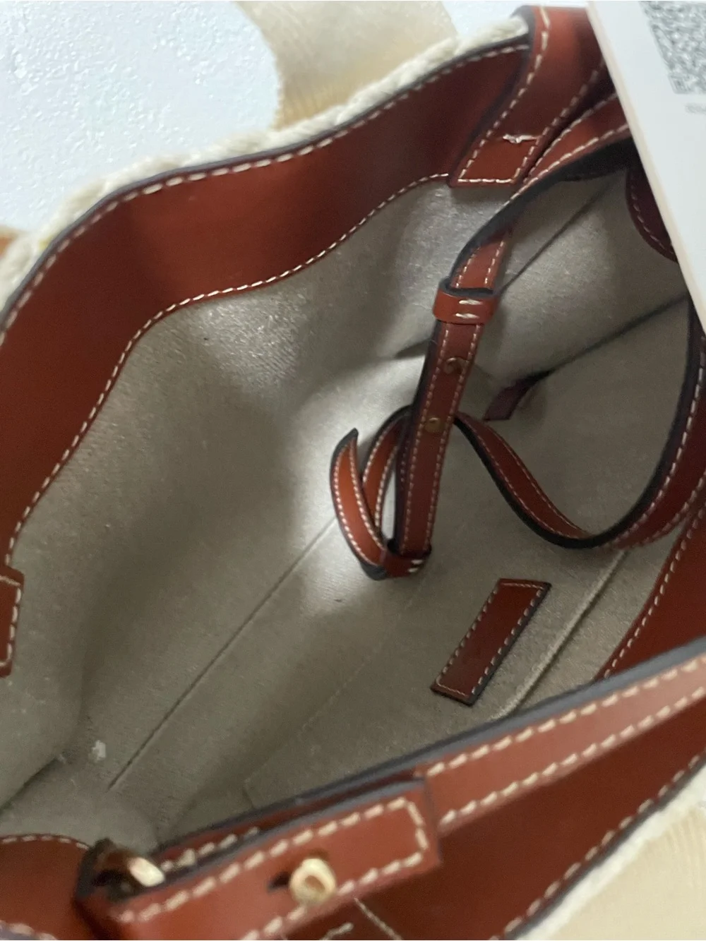 Chloé Natural crochet Tote with Branded Canvas Straps and Brown Leather Trim